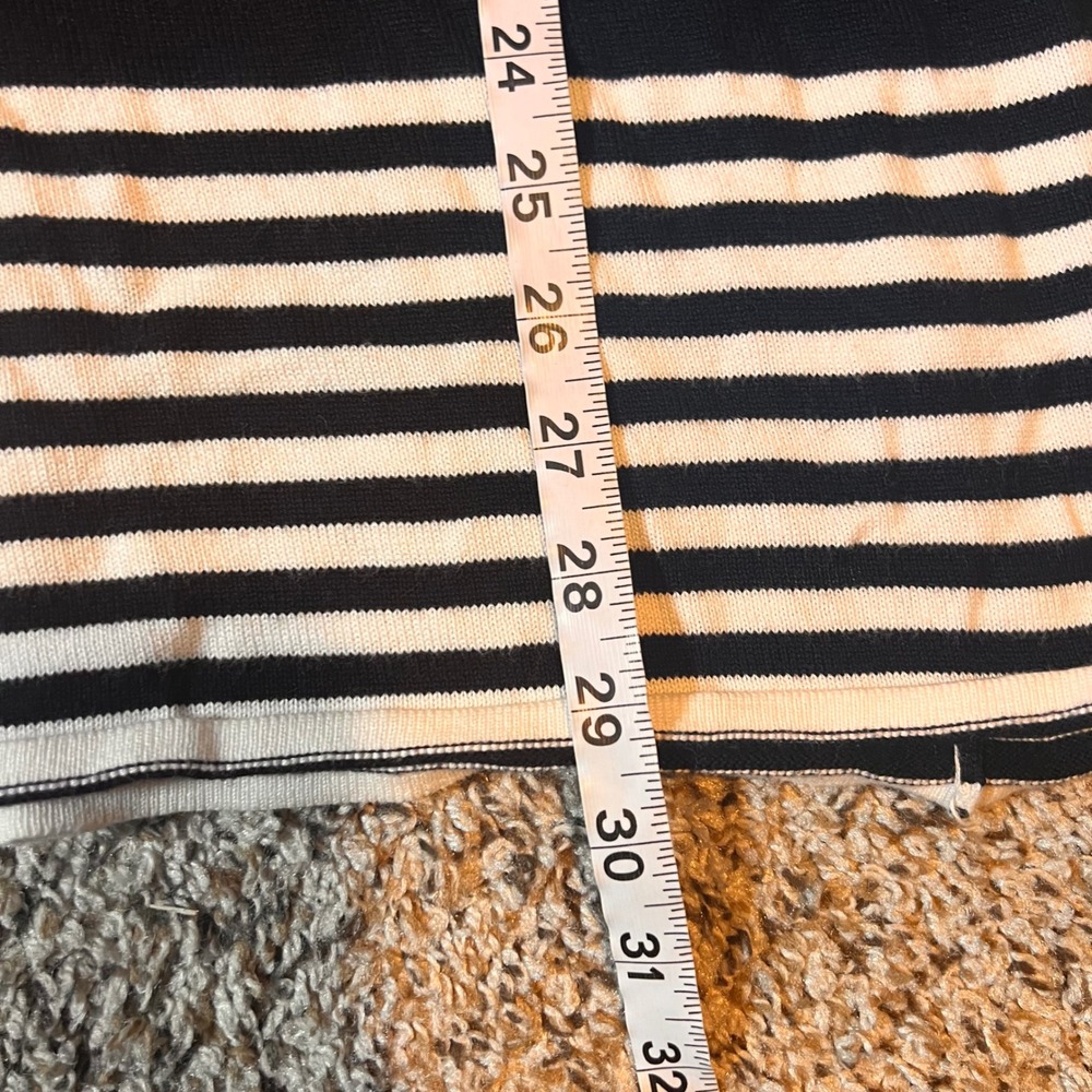 Joseph A. Womens Long Sleeve Knit Mini Dress Black Cream Striped Pocket L - Picture 5 of 6